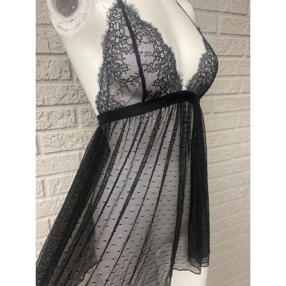 Black Sheer Lace Halter Lingerie Sleepwear Size S - Picture 5 of 5